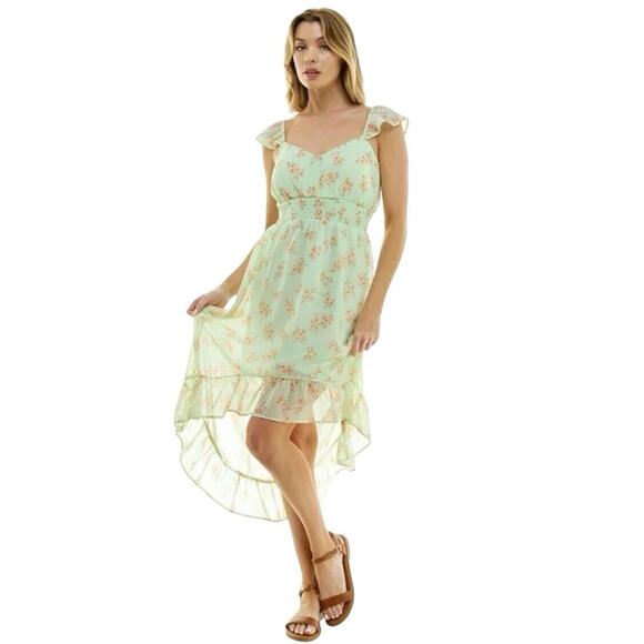 Women’s‎ No Boundaries Dress Hi-Low Size Large Green Fairycore Whimsy Grunge - Picture 2 of 11